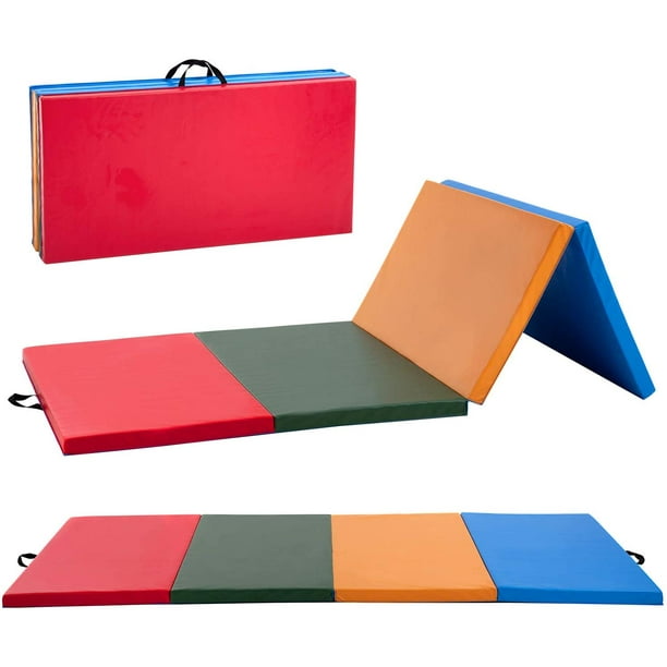 4X8X2 Gymnastic Mat Durable Folding Gymnastic Mat Tumbling Exercise Yoga Fitness PU Leather for Kids Ladies